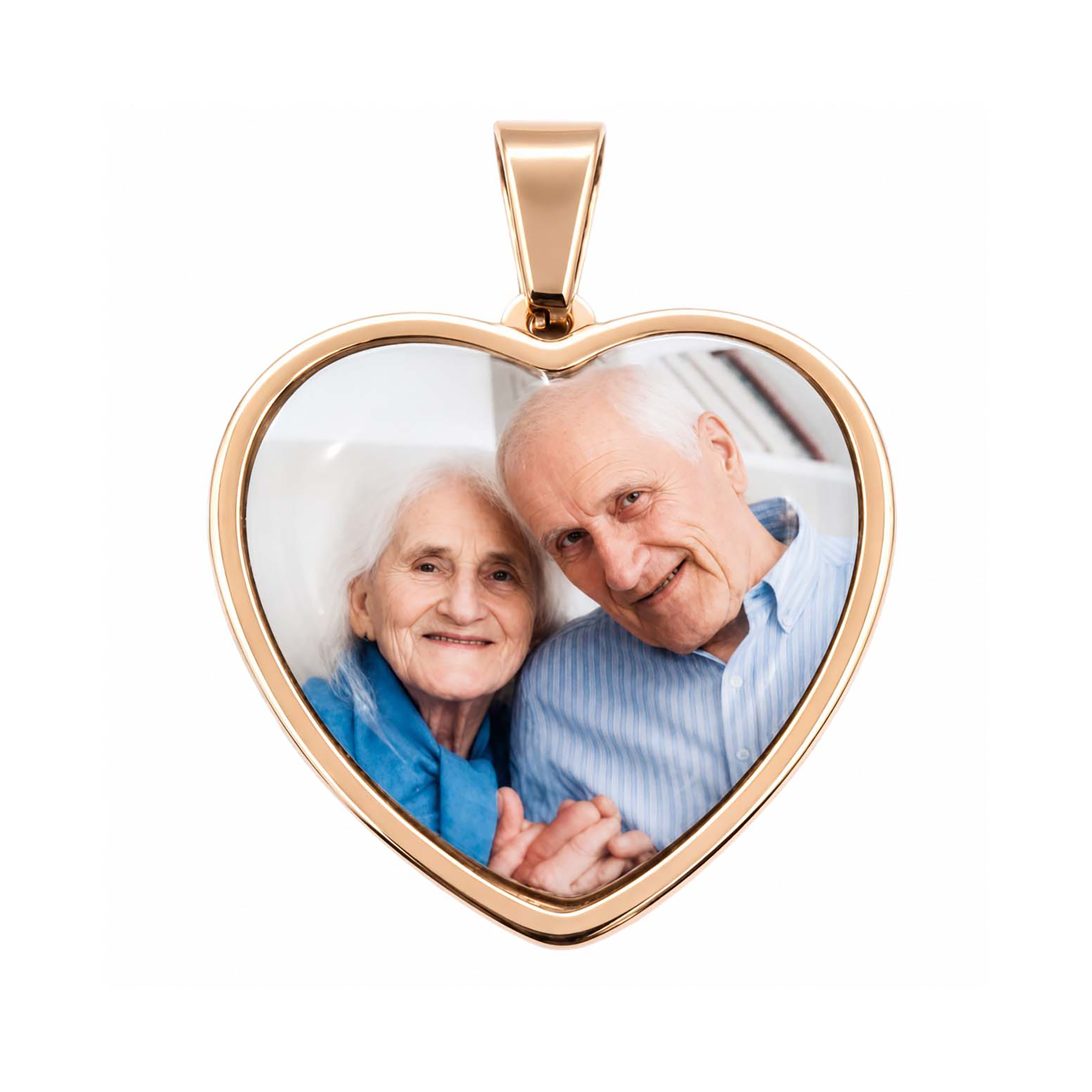 Medalla Orla Corazón en Acero Dorado con Foto Personalizada - Imagen 3