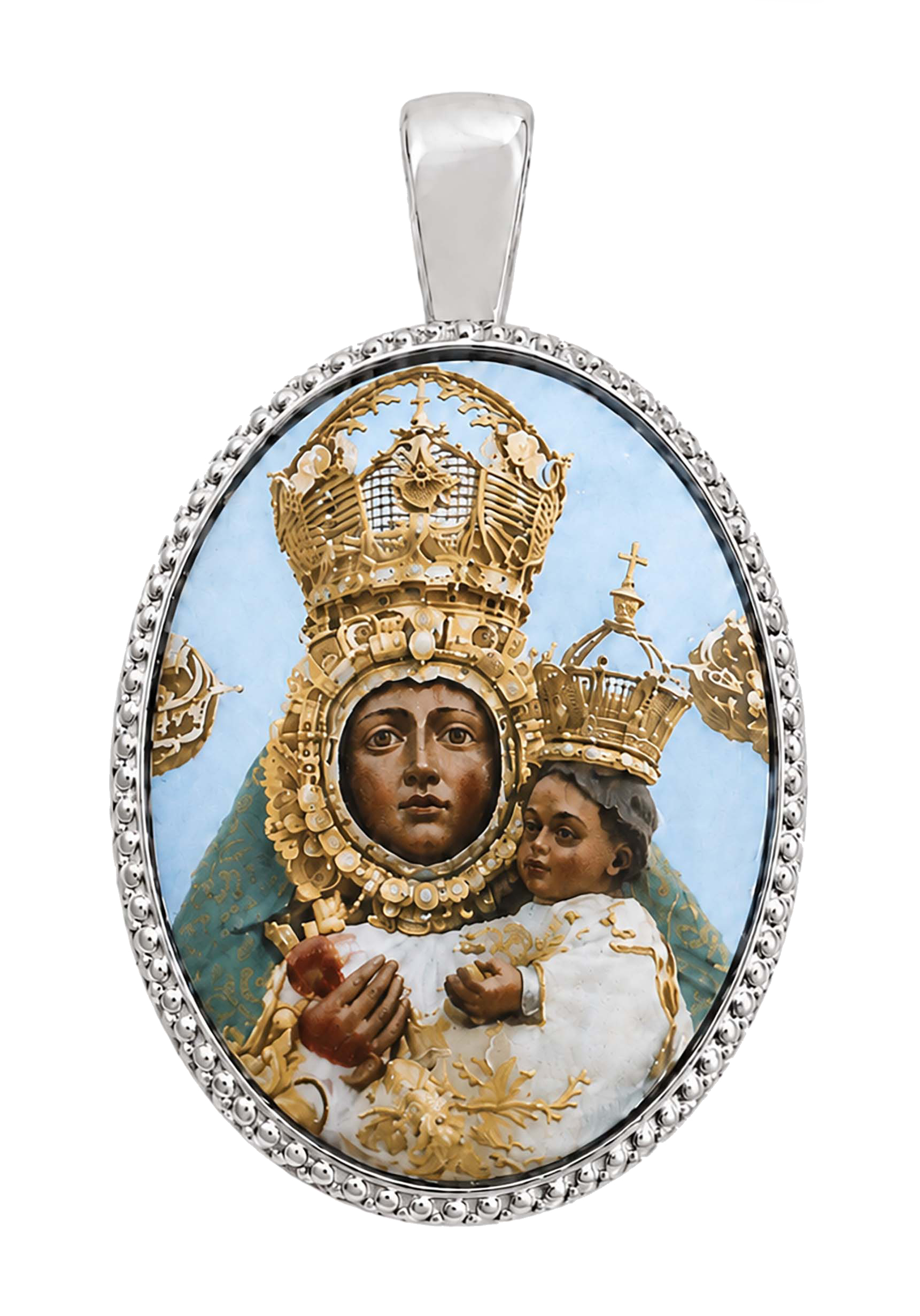 Medalla Oval Virgen de la Cabeza en Plata de Ley chapada en oro 29 x 21 mms - Imagen 2