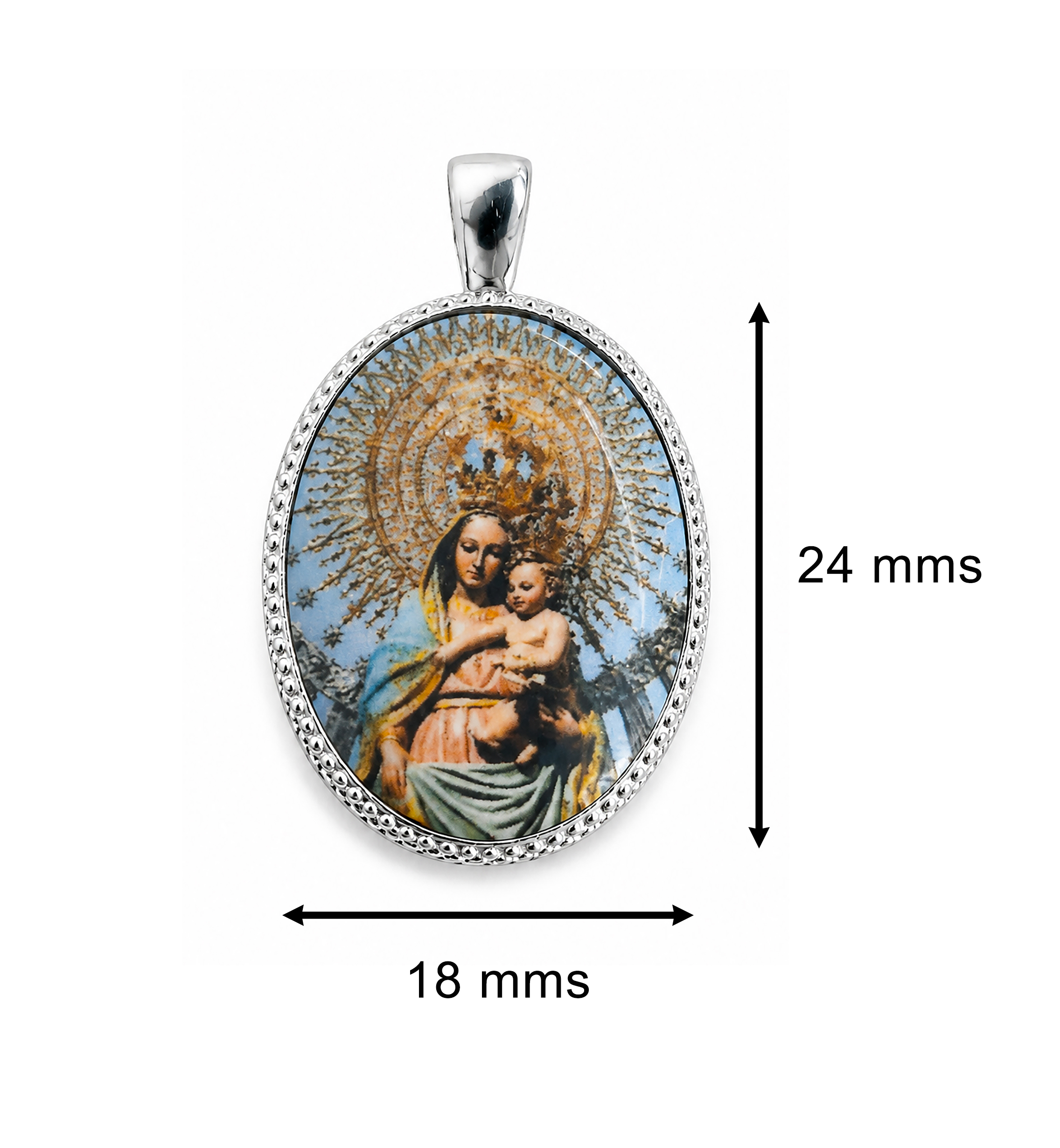 Medalla Oval de la Virgen del Pilar, Plata de Ley 24 x 18 mm - Imagen 3