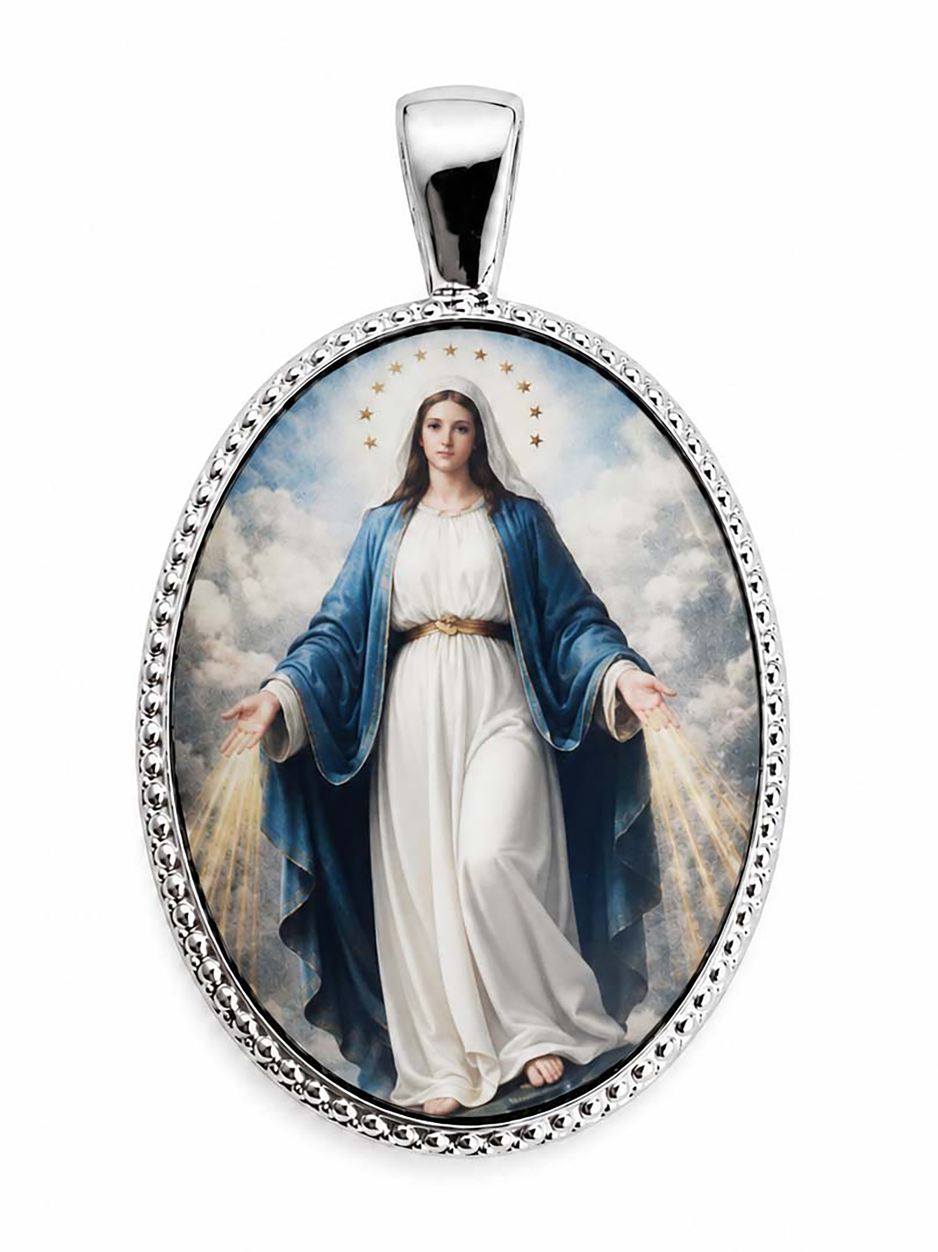 Medalla Oval Virgen Milagrosa en Plata de Ley 24x18 mms. - Imagen 2