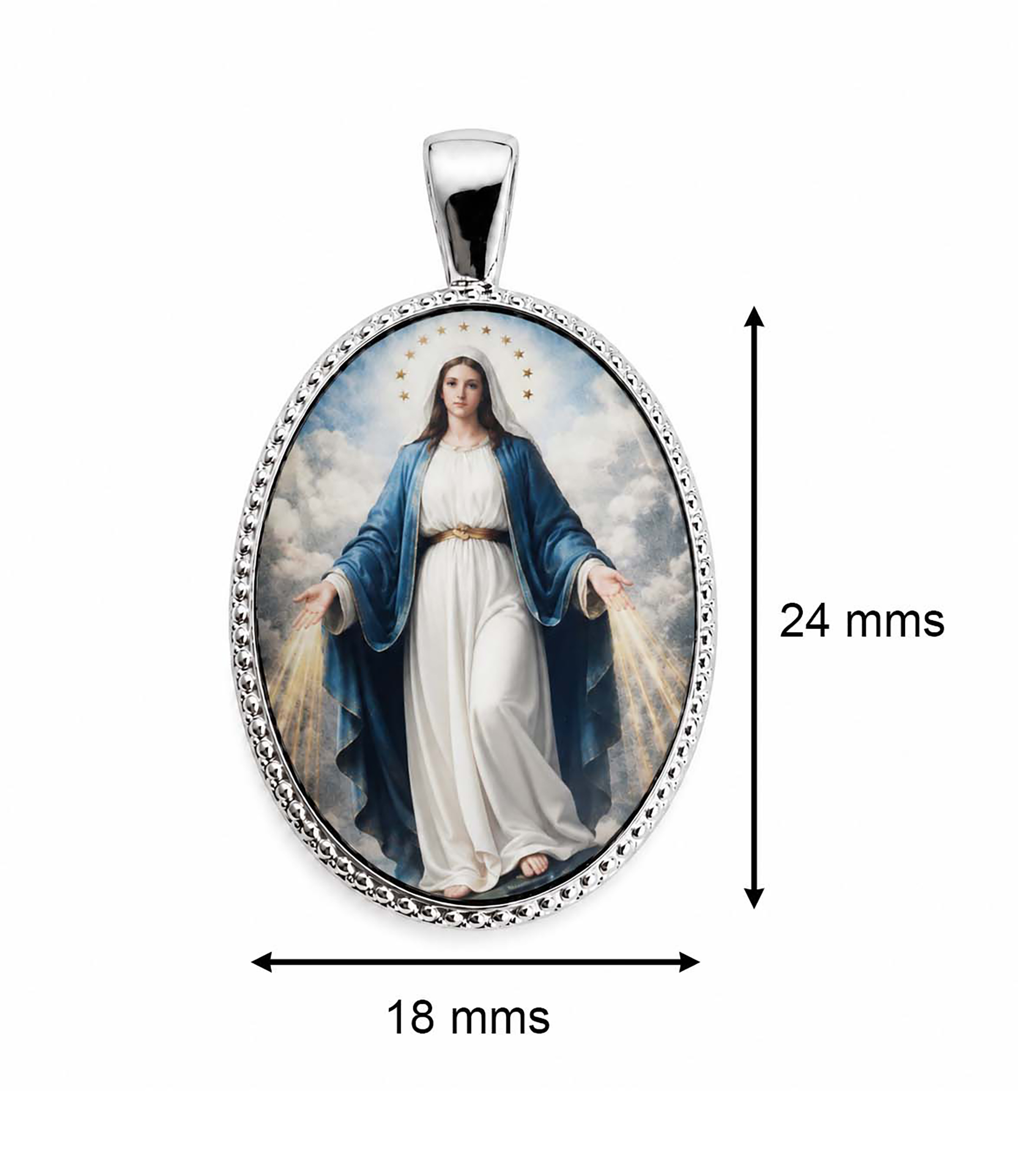 Medalla Oval Virgen Milagrosa en Plata de Ley 24x18 mms. - Imagen 3